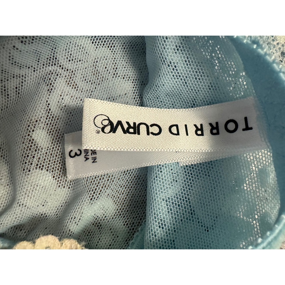Torrid Curve Lace Bralette Womens 3 Blue Pastel Tie Dye Floral Longline Wireless - Picture 6 of 7